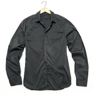 Transit Uomo Vintage S Small Men’s Vampire Shirt Button Up Washed Black Slim Fit